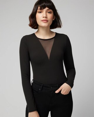 WHBM® FORME Long Sleeve Mesh Top